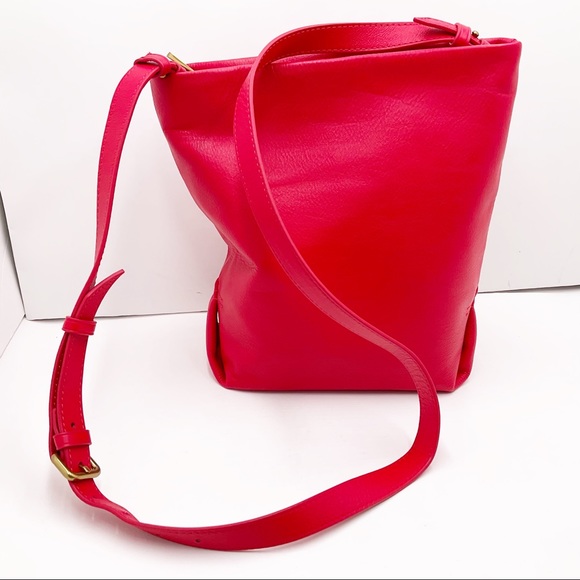 🆕{J. Crew} Oslo Soft Red Pebble Leather Bucket CrossBody Bag - Picture 16 of 16